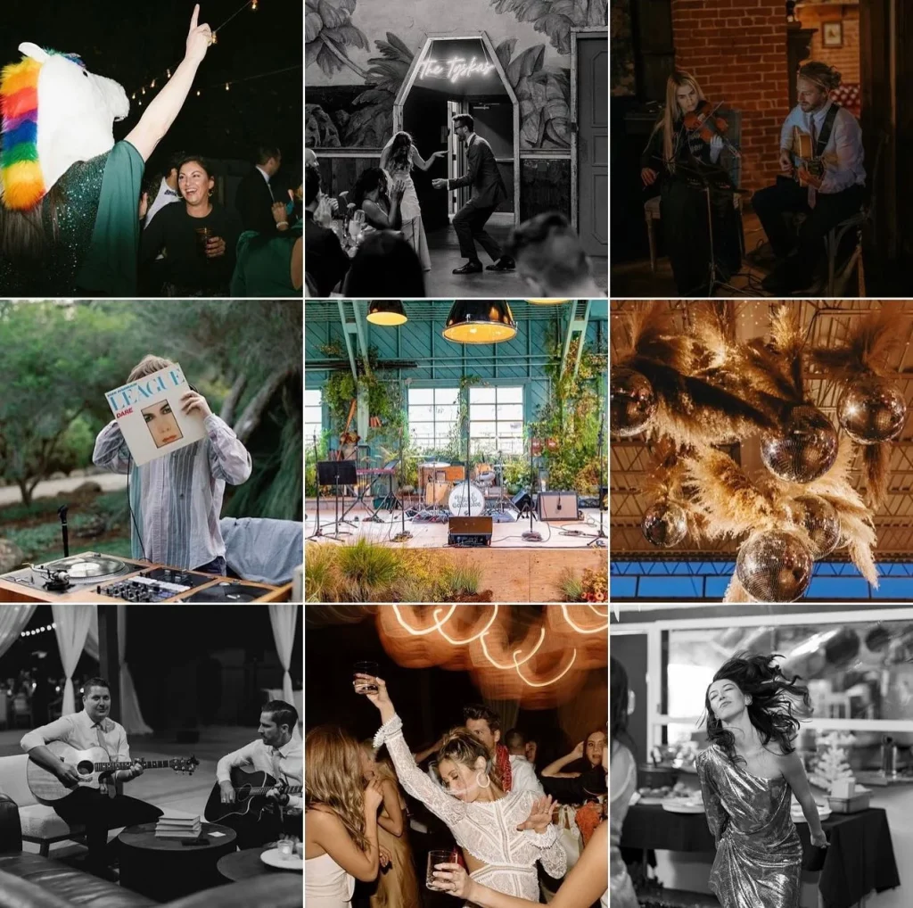 The dartcollective insta grid is 100% our wedding vibe mood board. 🎶🎉🕺⁠ ⁠ ⁠ Check out this entertainment collective to